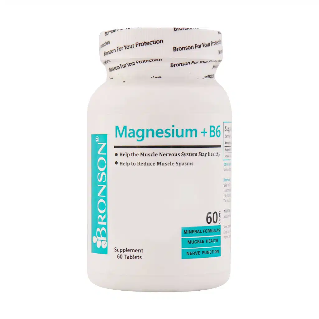 Bronson-Magnesium-And-B6-.jpg.webp قرص منیزیم و B6 برونسون 60 عدد