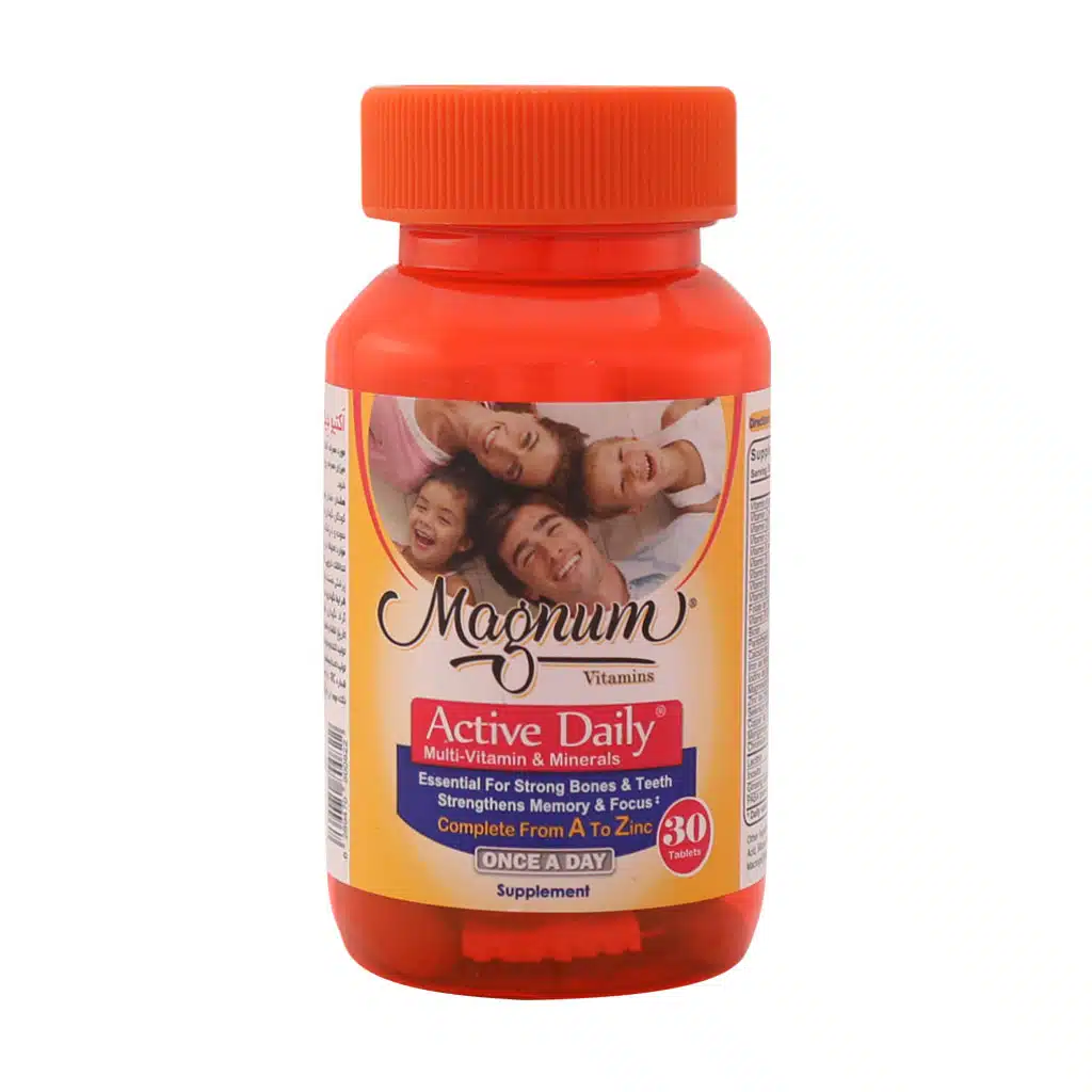 Magnum-Vitamins-Active-Daily-30-Tablets.jpg.webp قرص اکتیو دیلی مگنوم ویتامینز 30 عدد