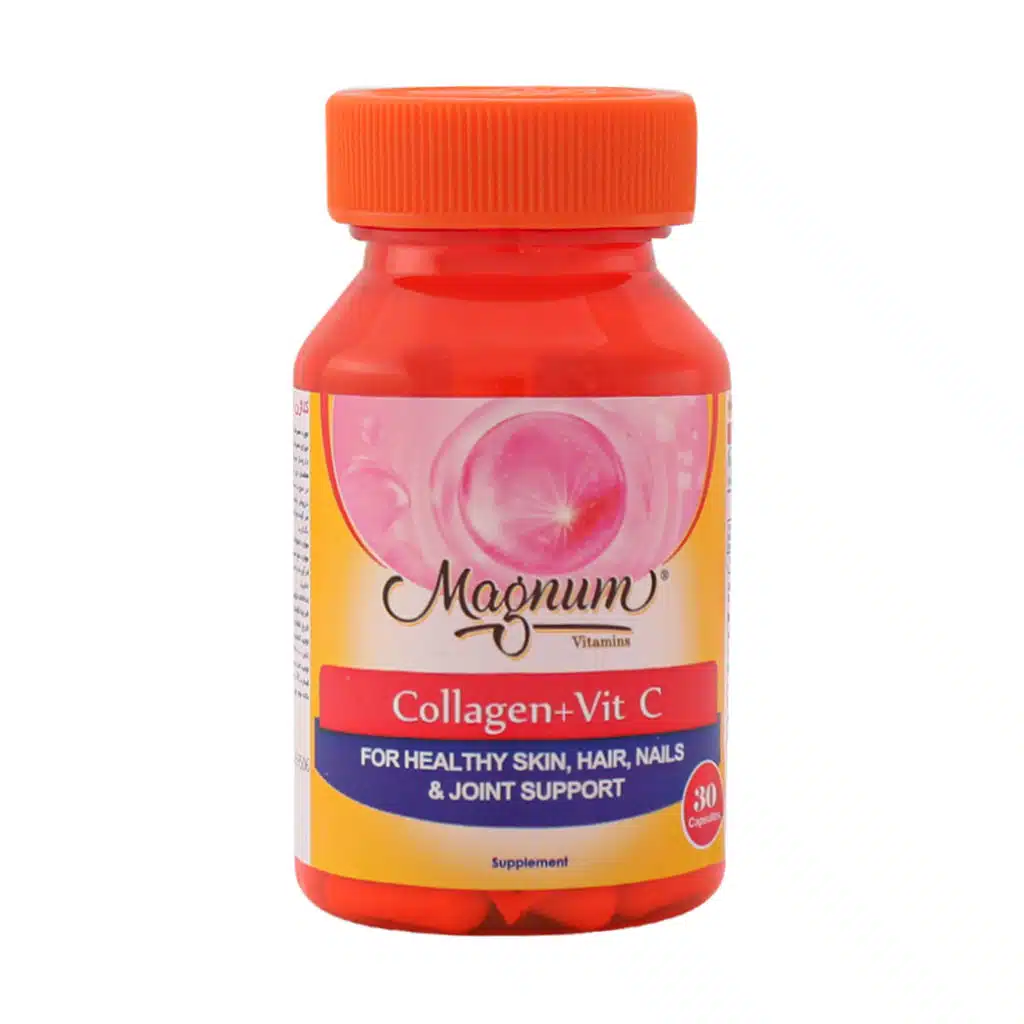 Magnum-Vitamins-Collagen-And-Vitamin-C-30-Capsules.jpg.webp کپسول کلاژن و ویتامین C مگنوم ویتامینز 30 عدد