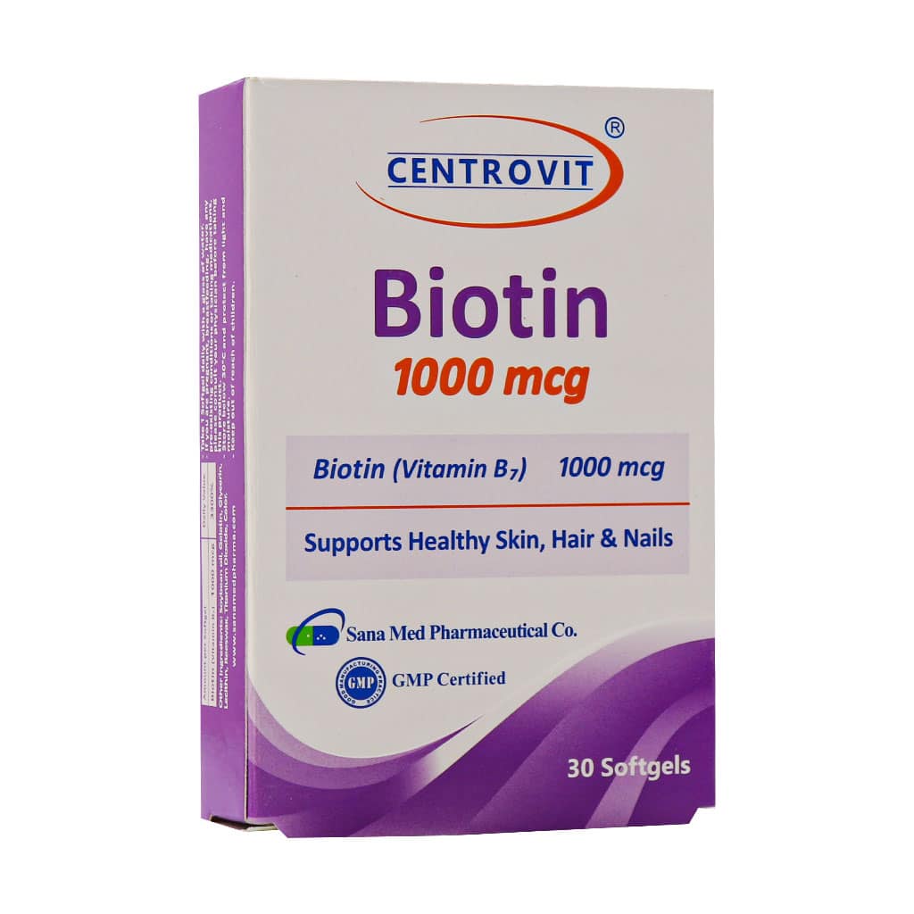 Centrivit-Biotin-1000-Mcg-30-Softgel سافت ژل بیوتین 1000 میکروگرم سنتروویت
