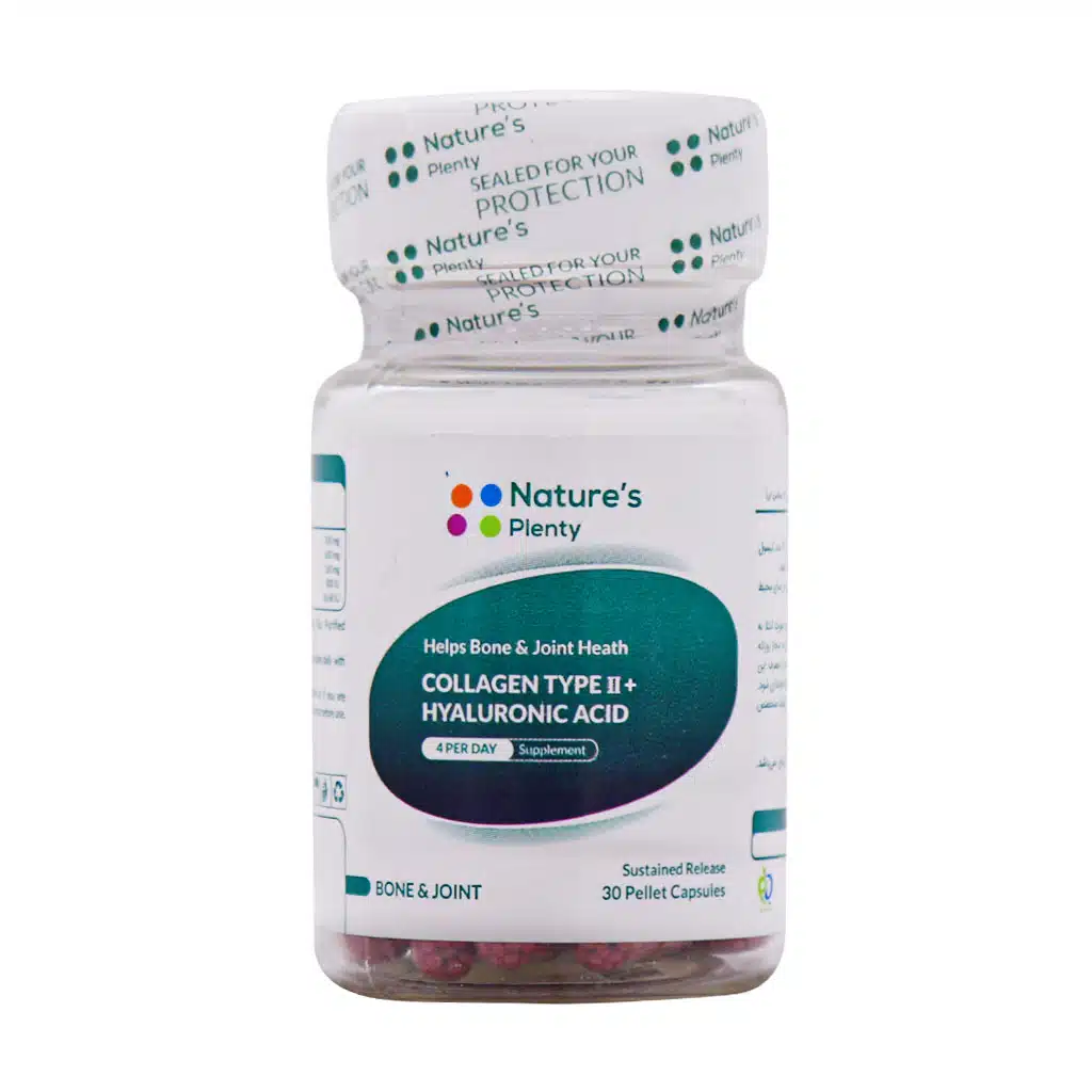 Natures-Plenty-Collagen-Type-2-And-Hyaluronic-Acid-30-Caps.jpg.webp کپسول کلاژن نوع 2 و هیالورونیک اسید نیچرز پلنتی 30 عدد