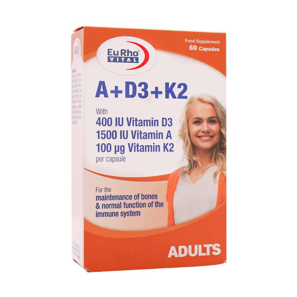 Eurho-Vital-A-D3-K2-Vitamins-60-Caps کپسول ویتامین آ د3 و کا2 یوروویتال