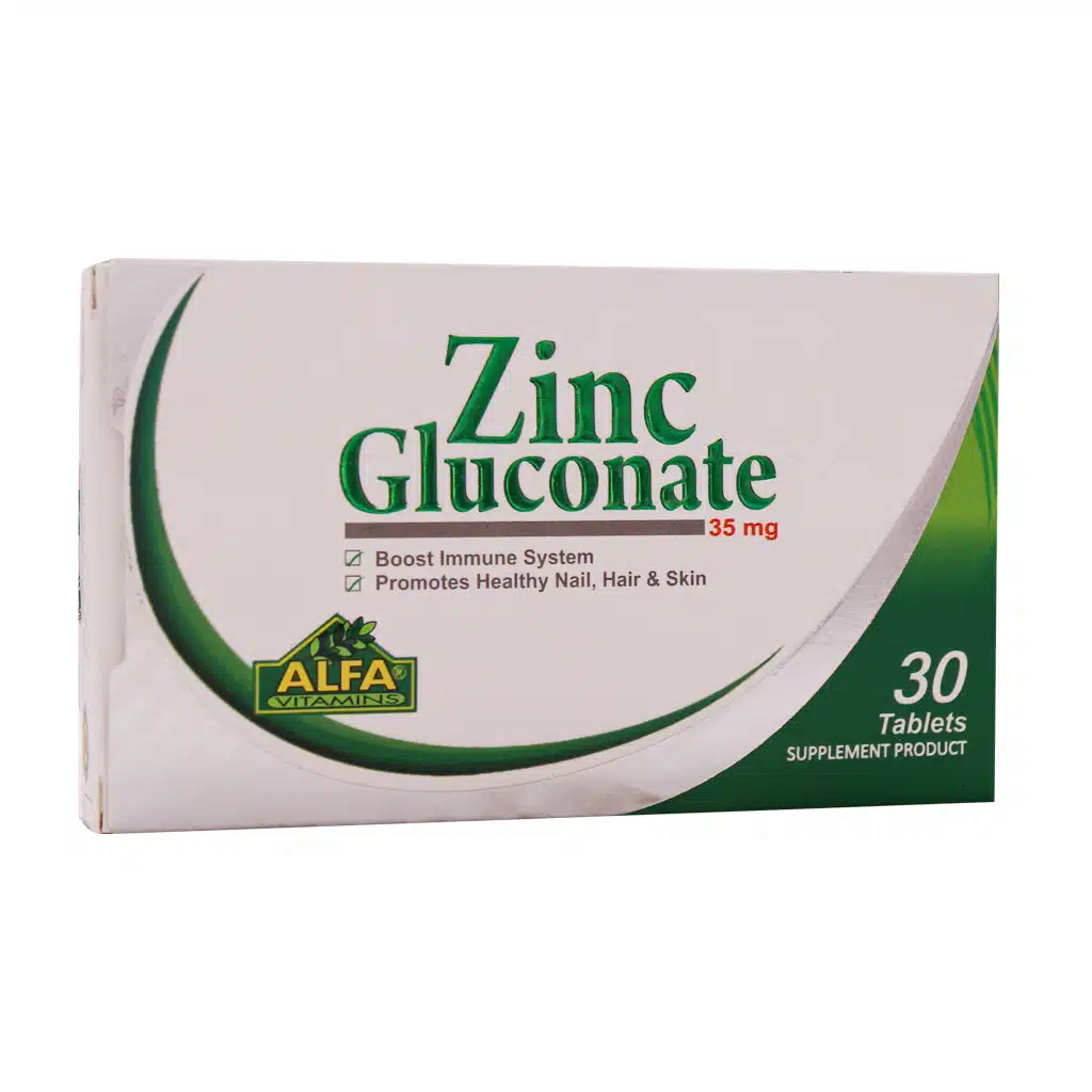 Alfa-Vitamins-Zinc-Gluconate-35-mg-30-Tablets.jpg.webp قرص زینک گلوکونات 35 میلی گرم آلفا ویتامینز 30 عدد