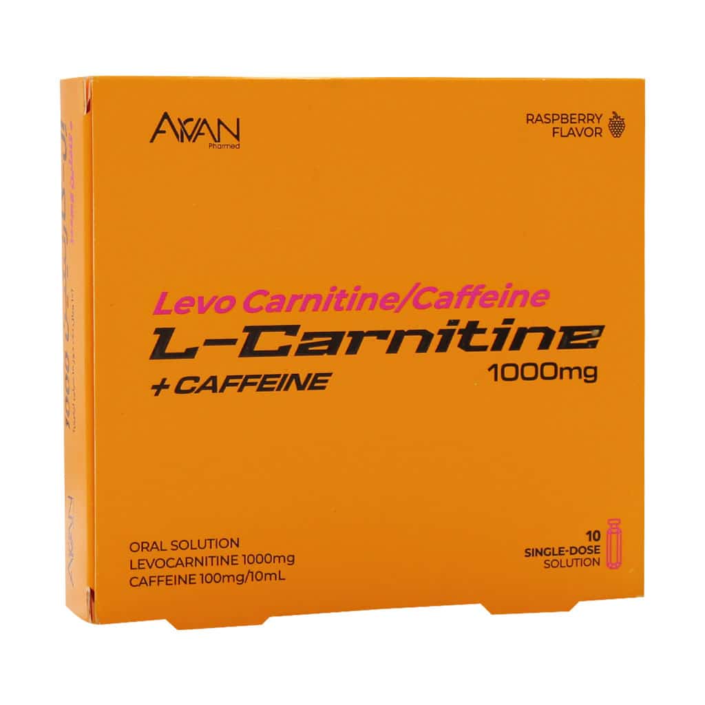 Arvan-Pharmed-L-Carnitine-And-Caffeine-10-Vials ال کارنیتین 1000 میلی گرم و کافئین آروان فارمد