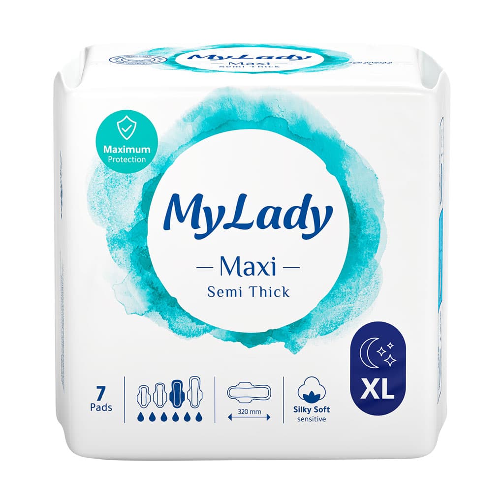 My-Lady-Maxi-Semi-Thick-Size-xl-For-Sensitive-Skin-۷-Pcs قیمت نوار بهداشتی مکسی نیمه ضخیم شب مای لیدی