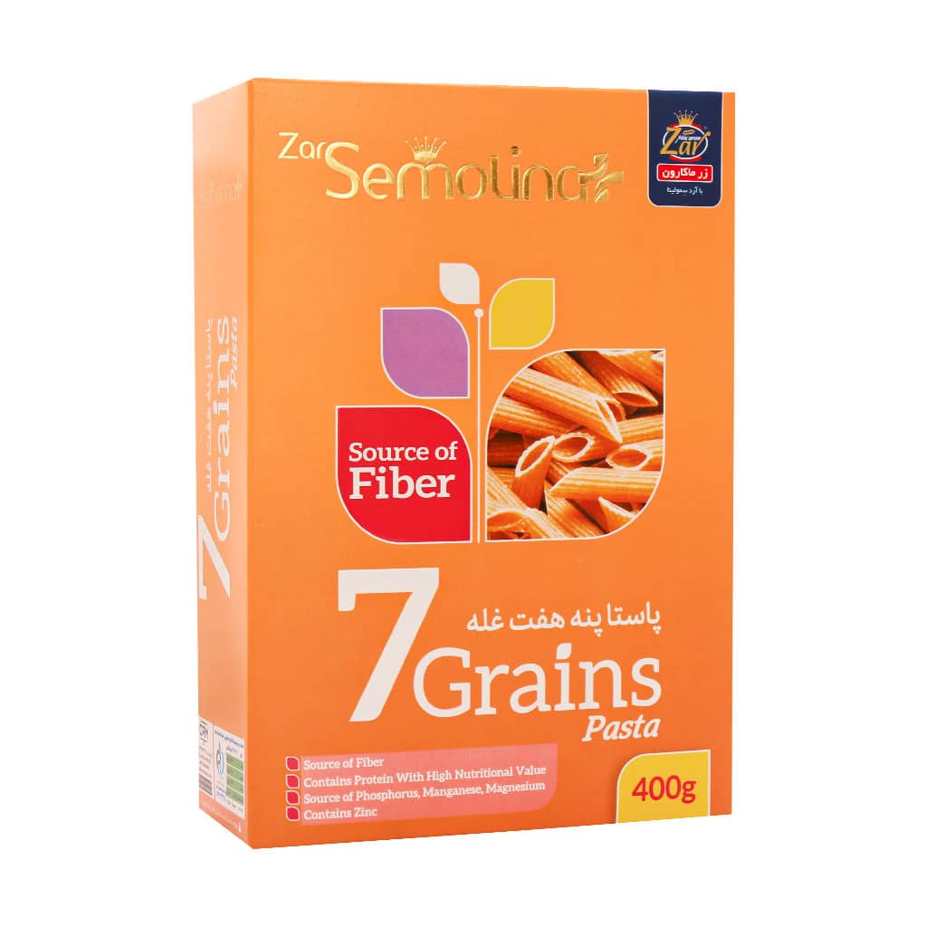 Zar-Macaron-7-Grains-Pasta-400-g قیمت پاستا پنه هفت غله سمولینا زر ماکارون