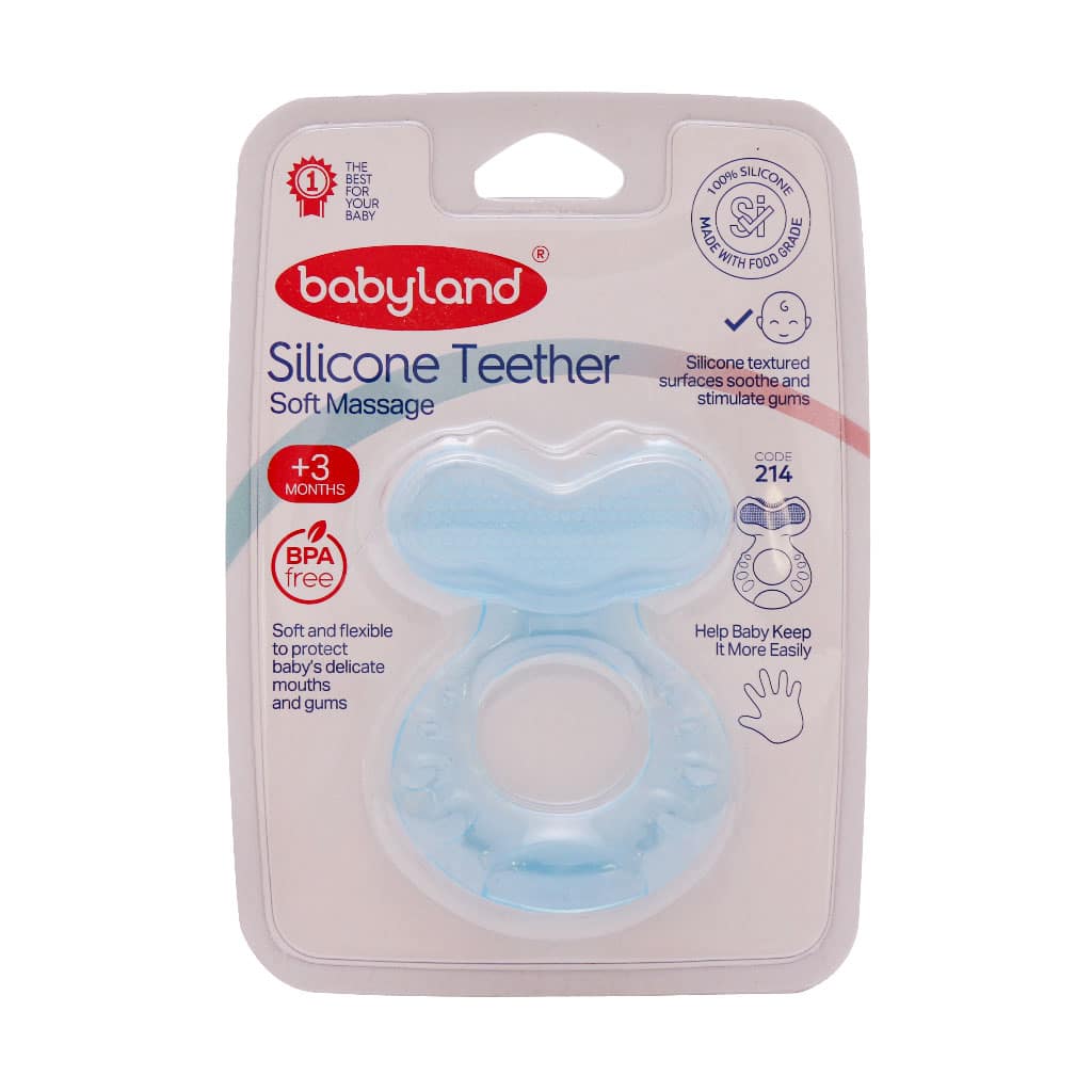 Baby-Land-214-Silicone-Teether-Abi دندان گیر کودک بی بی لند کد 214 آبی