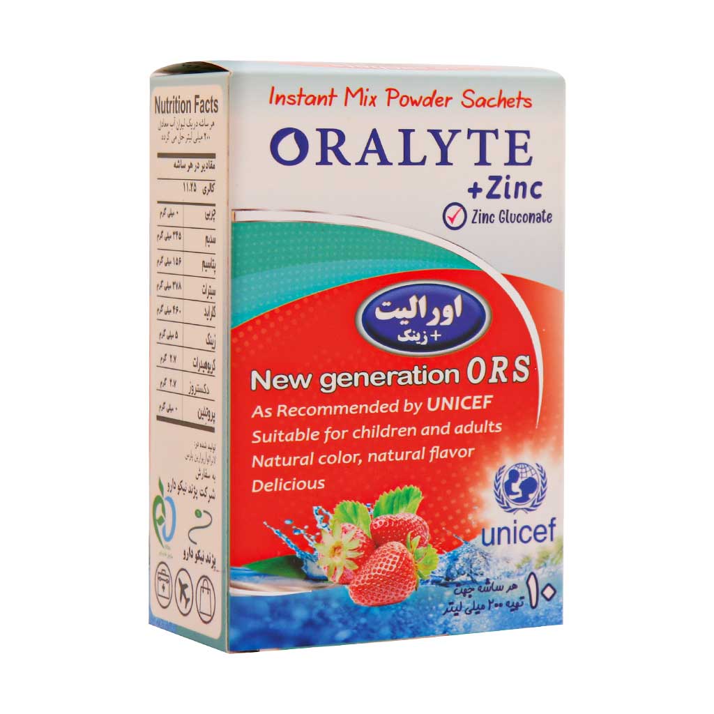 Pajand-Nikoo-Darou-Oralyte-Plus-Zinc-10-Pcs قیمت ساشه اورالیت پلاس زینک پژند نیکو دارو