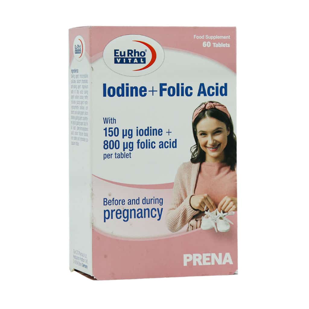 Eurhovital-Iodine-And-Folic-Acid-60-Tablets قیمت قرص ید و فولیک اسید یوروویتال