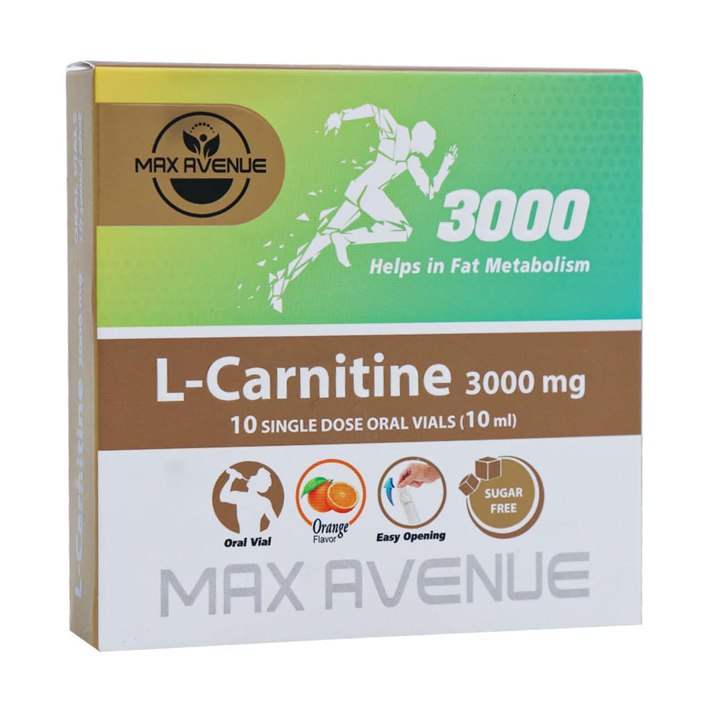 Max-Avenue-l-Carnitine-3000-mg-10-Pcs قیمت ویال ال کارنیتین 3000 میلی گرم مکس اونیو