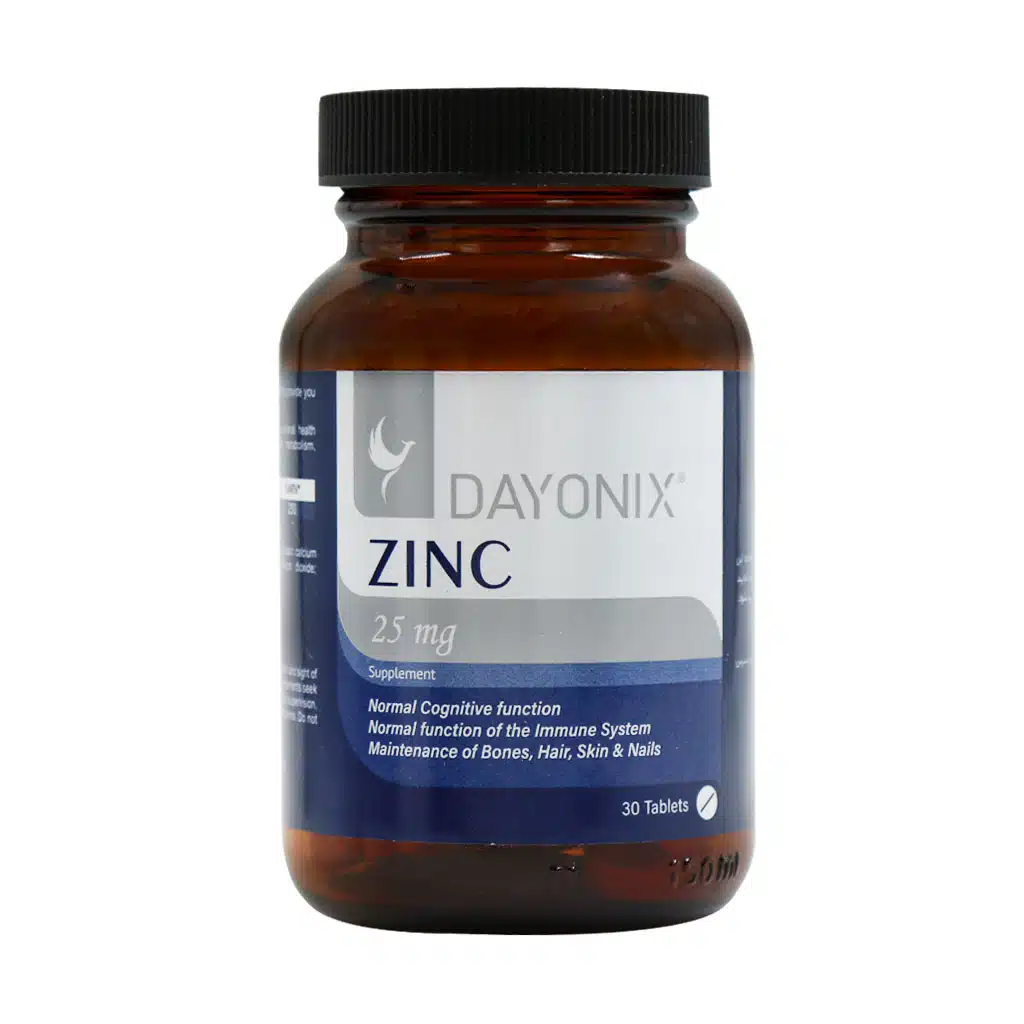 Dayonix-Pharma-Zinc-25-mg-30-Tabs.jpg.webp قرص زینک 25 میلی گرم دایونیکس فارما 30 عدد