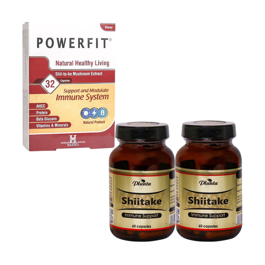 Pack-Powerfit-And-Shitakeh پک پاورفیت به همراه قرص شیتاکه پلانتا