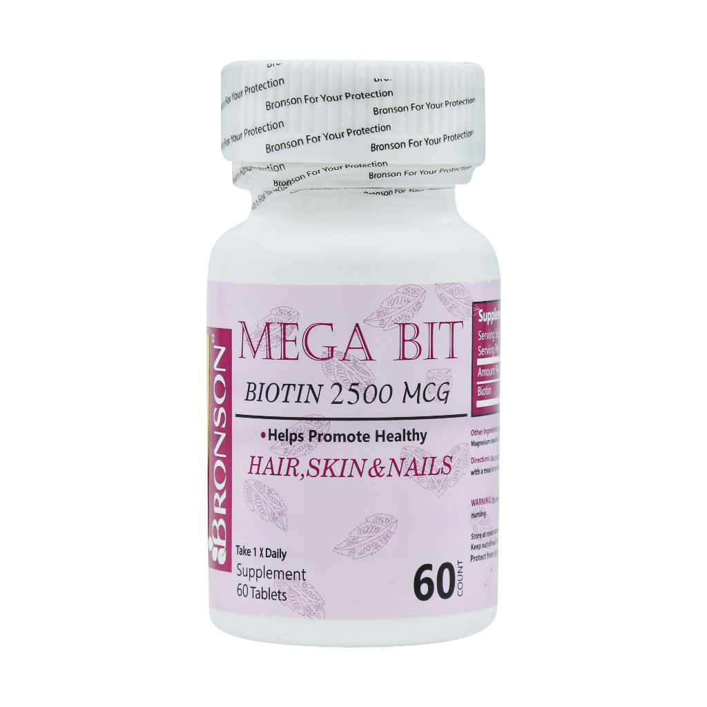 Bronson-Mega-Bit-2500-Mcg-60-Cap قیمت قرص مگابیت بیوتین 2500 میکروگرم برونسون