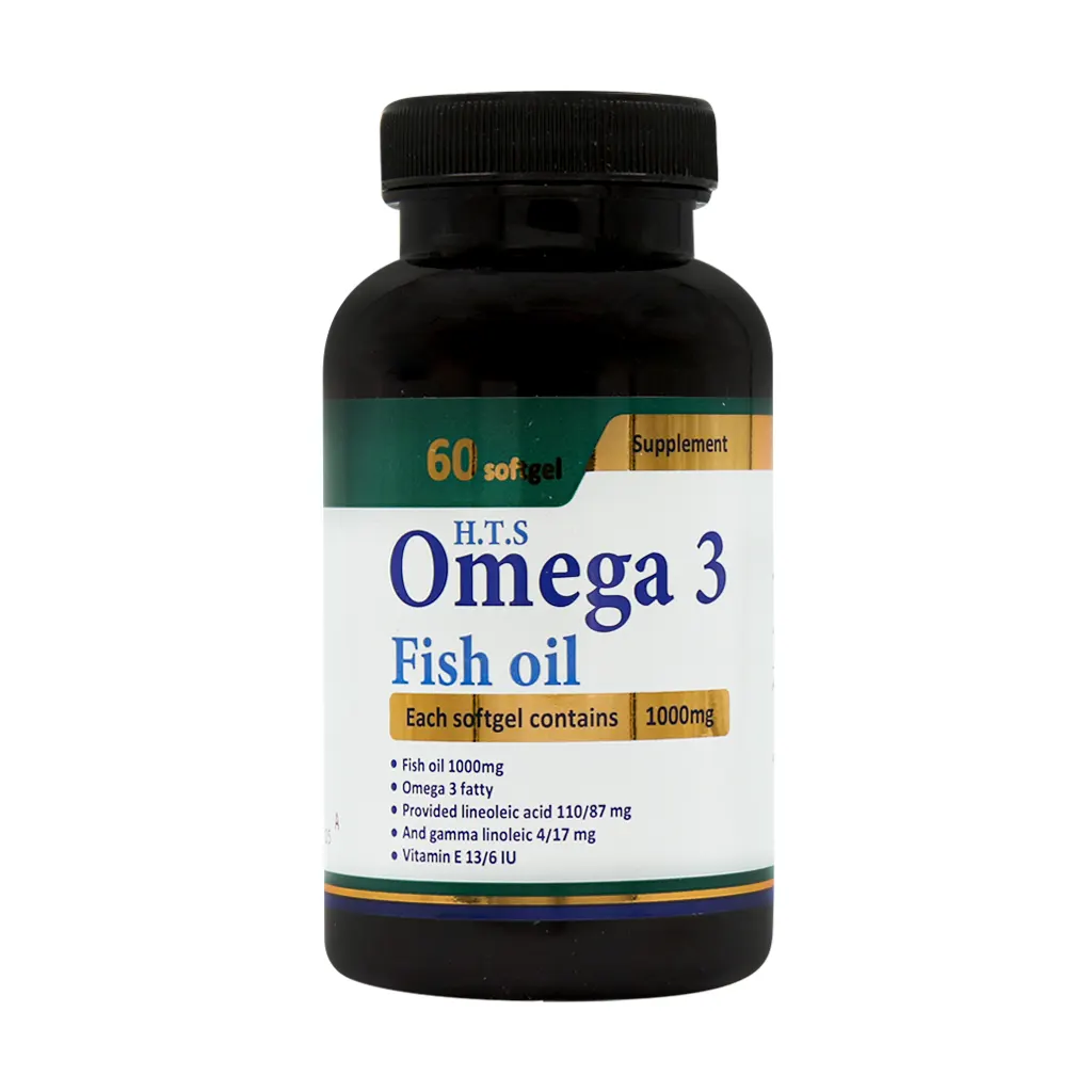 H T S Omega 3 1000 Mg 60 Softgels قیمت سافت ژل امگا 3 1000 میلی گرم حکیم تجارت سهند