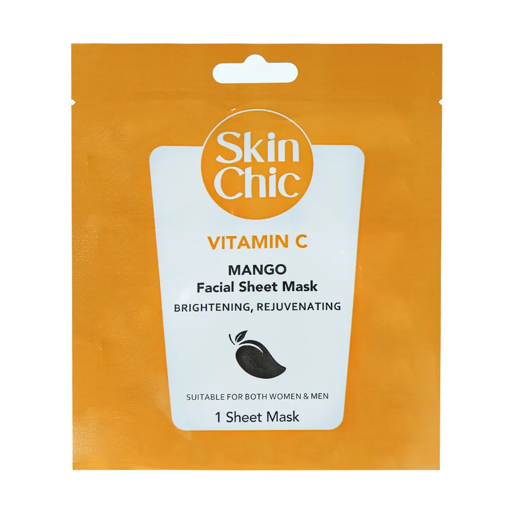 Skin Chic Vitamin C Mango Facial Sheet Mask 18 ml قیمت ماسک صورت ویتامین سی با عصاره انبه اسکین شیک