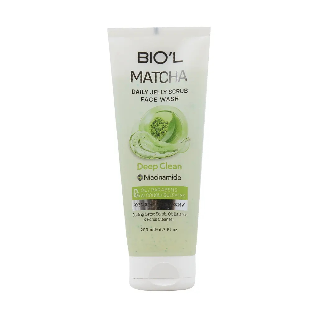 Biol Matcha Scrub Face Wash Gel 200 ml قیمت ژل شستشوی صورت و اسکراب بیول حاوی ماچا