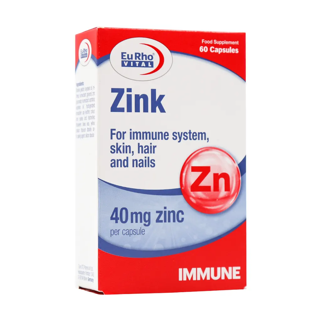 Eurhovital Zinc 60 Caps قیمت کپسول زینک 40 میلی گرم یوروویتال